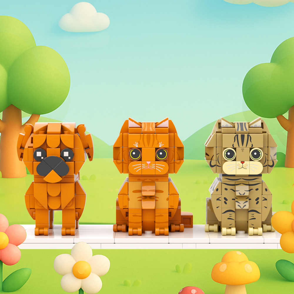 Persaonalized Cat Dog Full Body Brick Figures Pet Family Gift