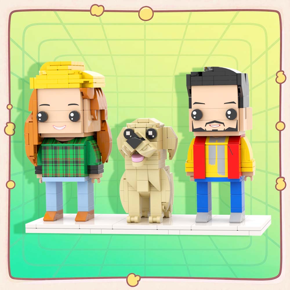 Customizable Full Body 2 People Brick Figures Persaonalized Brick Figures with  Pets Gift for Couple