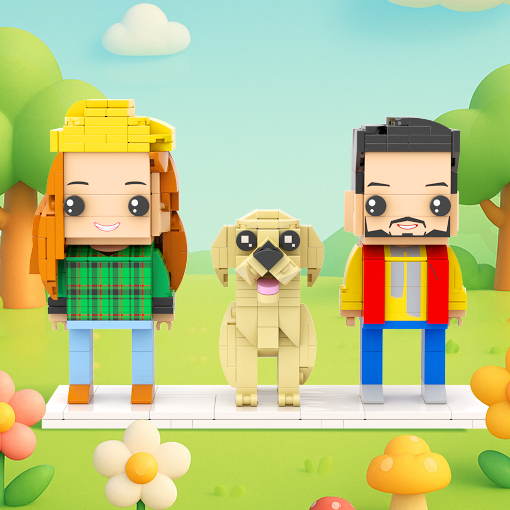 Customizable Full Body 2 People Brick Figures Persaonalized Brick Figures with  Pets Gift for Couple