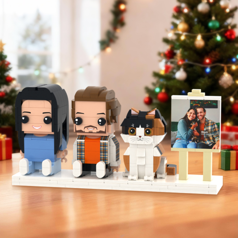 Personalized Full Body Couple Brick Figures Personalized Sitting