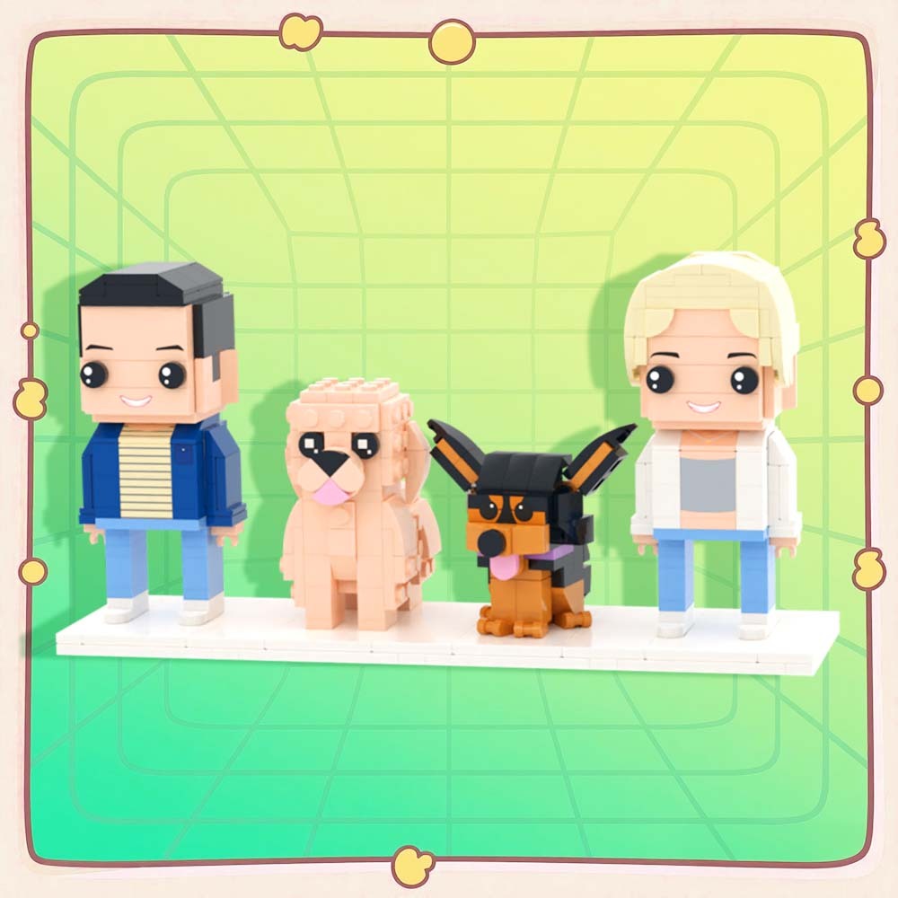 Customizable Full Body 2 People Brick Figures Persaonalized Brick Figures with  Pets Gift for Couple