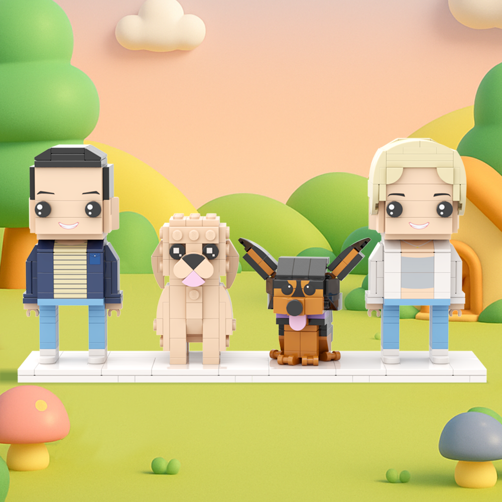 Customizable Full Body 2 People Brick Figures Persaonalized Brick Figures with  Pets Gift for Couple