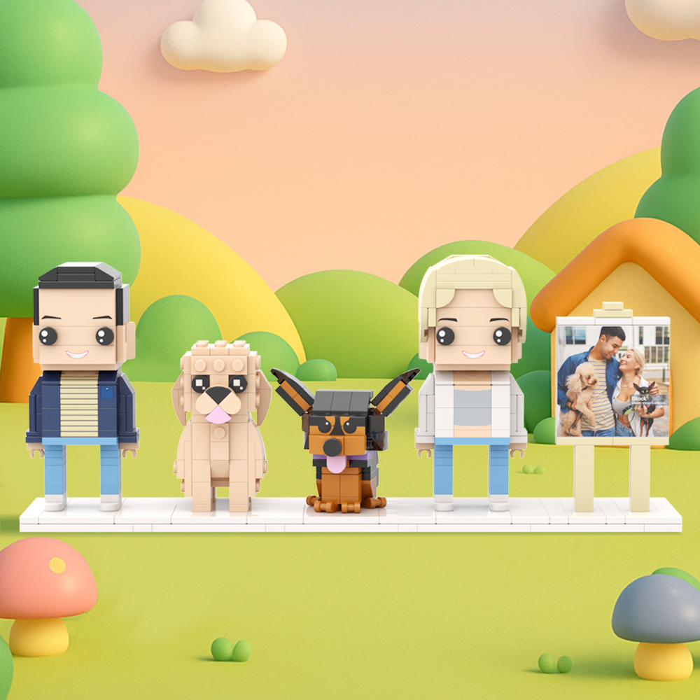 Customizable Full Body 2 People Brick Figures Persaonalized Brick Figures with  Pets Gift for Couple