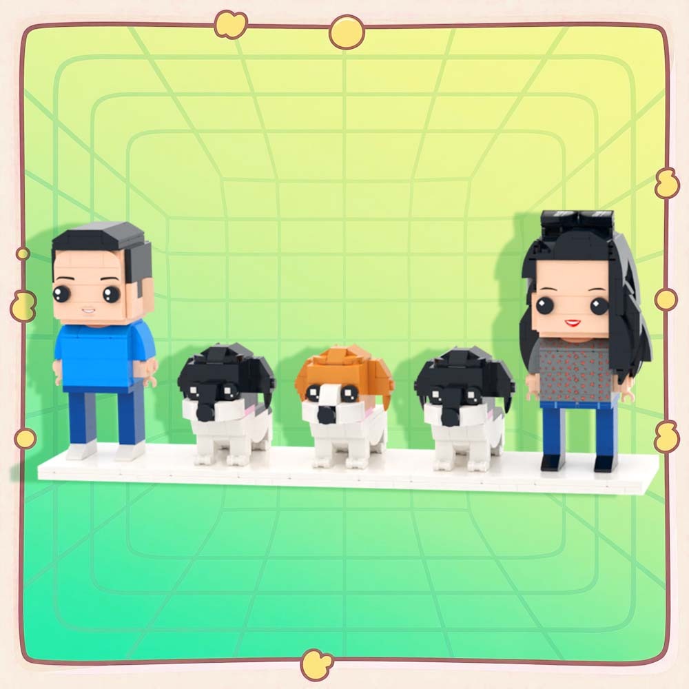 Customizable Full Body 2 People Brick Figures Persaonalized Brick Figures with  Pets Gift for Couple