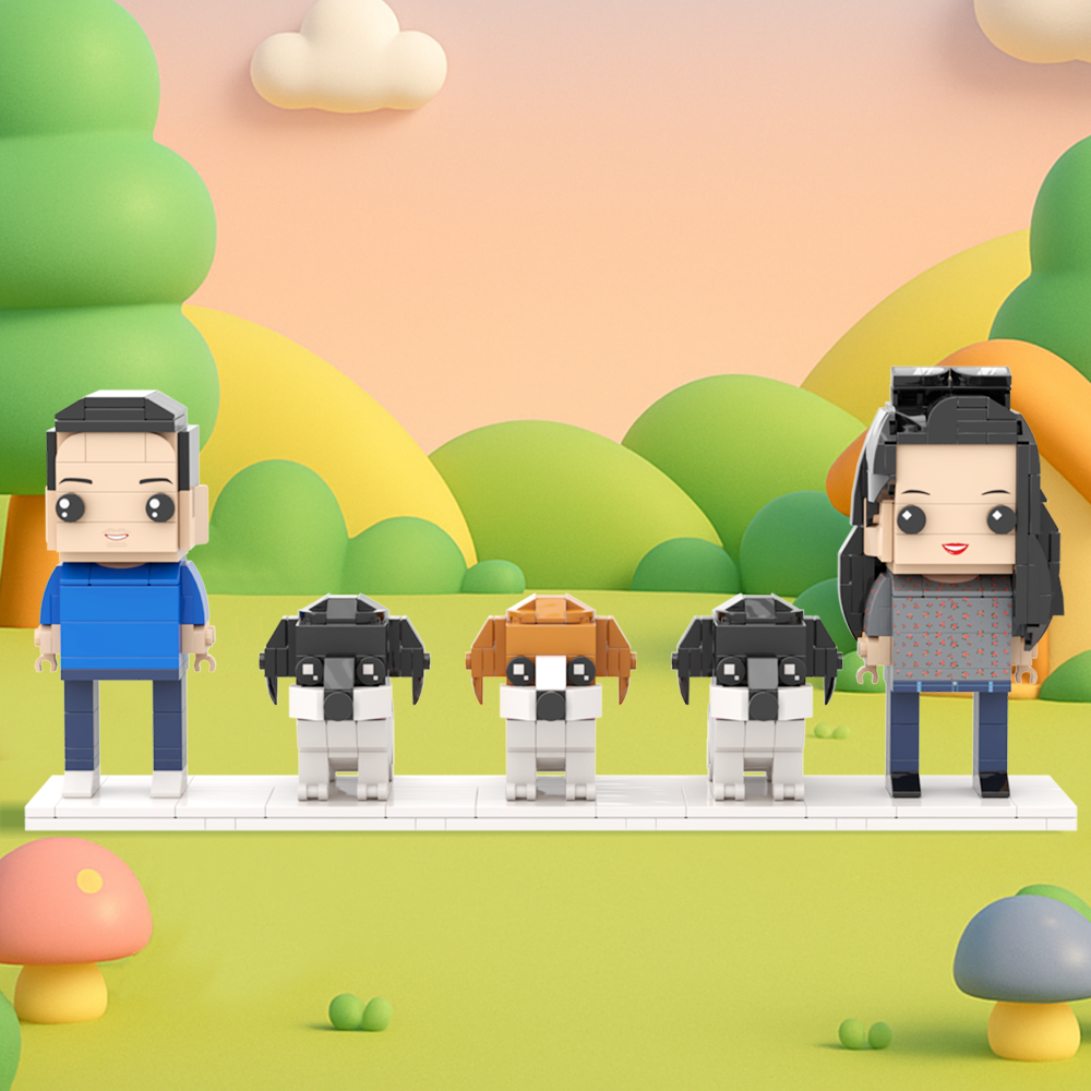 Customizable Full Body 2 People Brick Figures Persaonalized Brick Figures with  Pets Gift for Couple