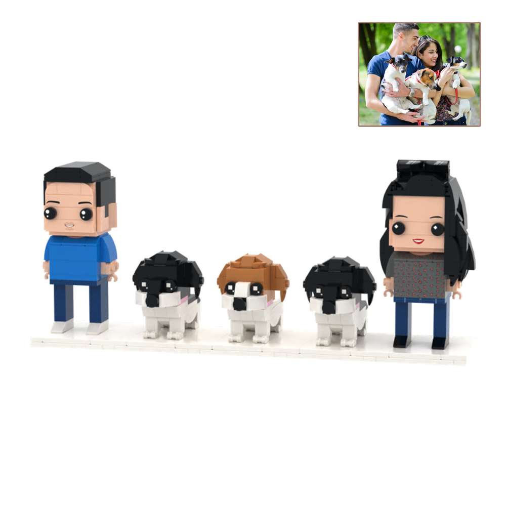 Customizable Full Body 2 People Brick Figures Persaonalized Brick Figures with  Pets Gift for Couple