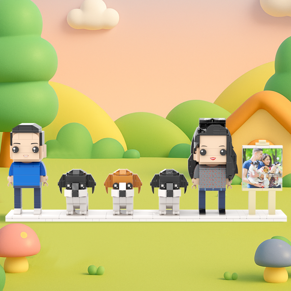 Customizable Full Body 2 People Brick Figures Persaonalized Brick Figures with  Pets Gift for Couple