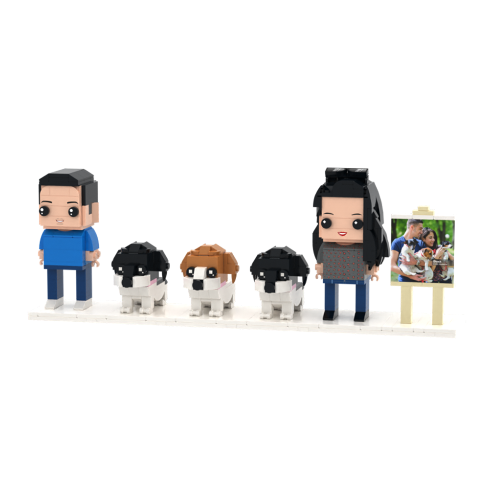 Customizable Full Body 2 People Brick Figures Persaonalized Brick Figures with  Pets Gift for Couple