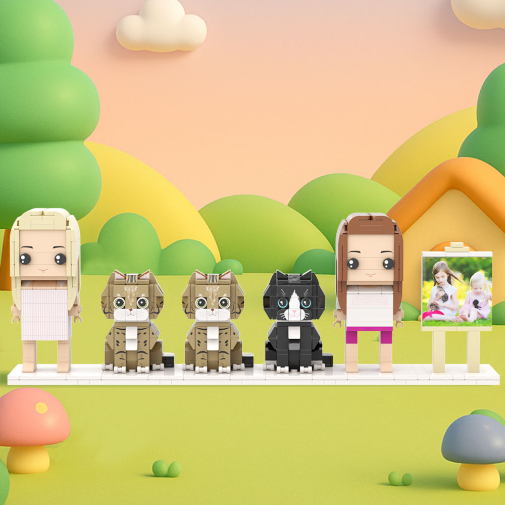 Customizable Full Body 2 People Brick Figures Persaonalized Brick Figures with  Pets Gift for Couple