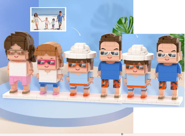 Custom 5-7 Person Family & Friends Duddu Brick Figures Set Fully Body Personalized Text Small Particle Block Toys Creative Group Building Kit Gifts
