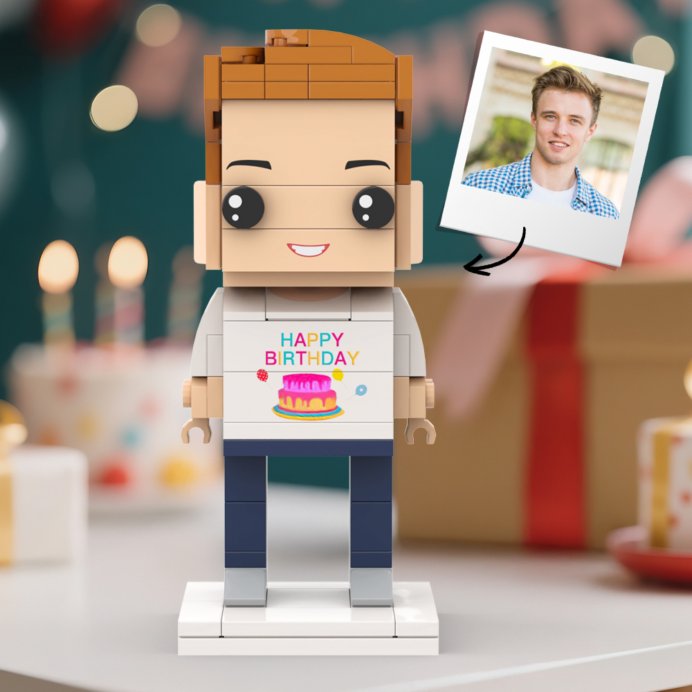 Customized Head 1 Person Birthday Brick Figures Small Particle Block Toy Gift For Birthday