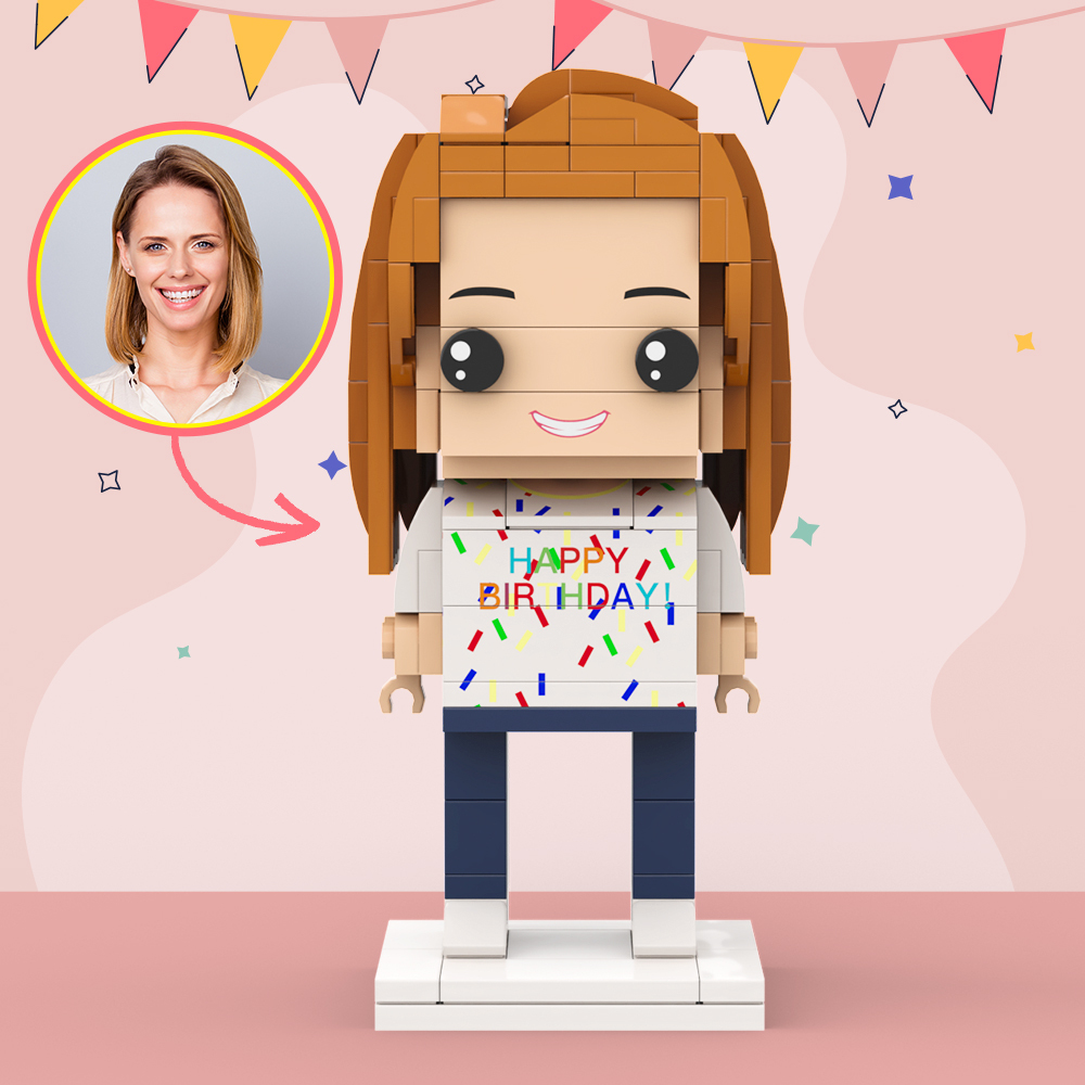 Customized Head 1 Person Birthday Brick Figures Small Particle Block Toy Gift For Birthday