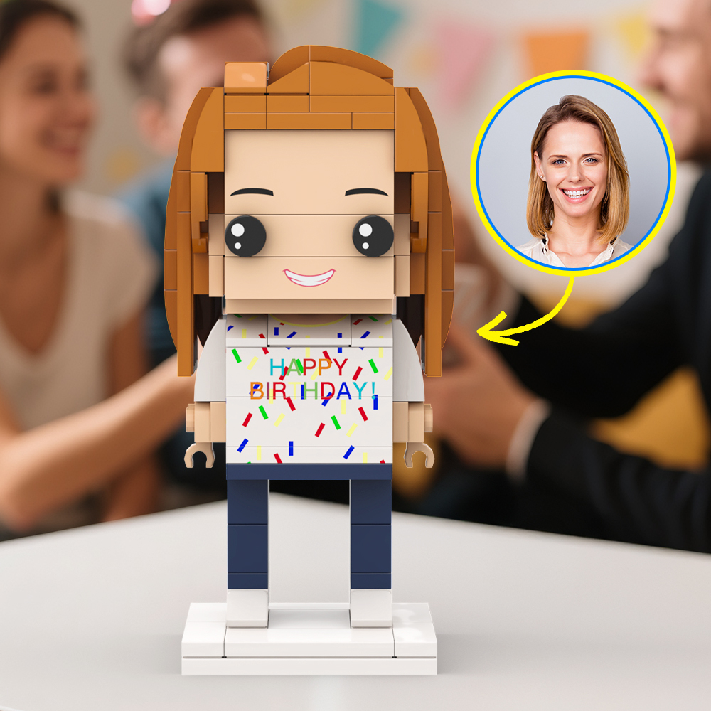 Customized Head 1 Person Birthday Brick Figures Small Particle Block Toy Gift For Birthday