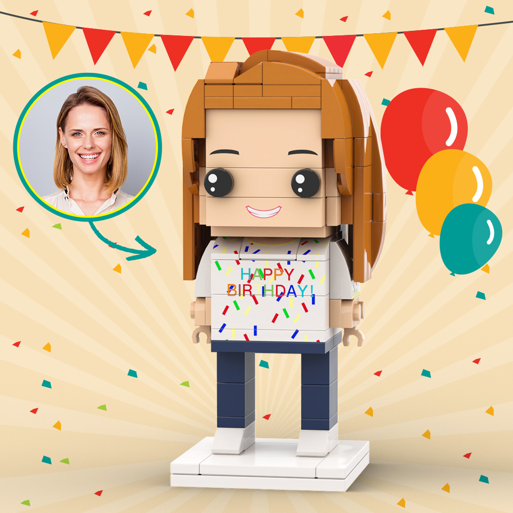 Customized Head 1 Person Birthday Brick Figures Small Particle Block Toy Gift For Birthday
