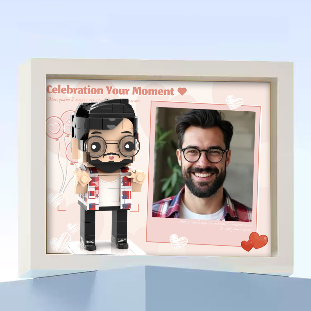 Fully Body 2 People Custom Brick Figures Photo Framed