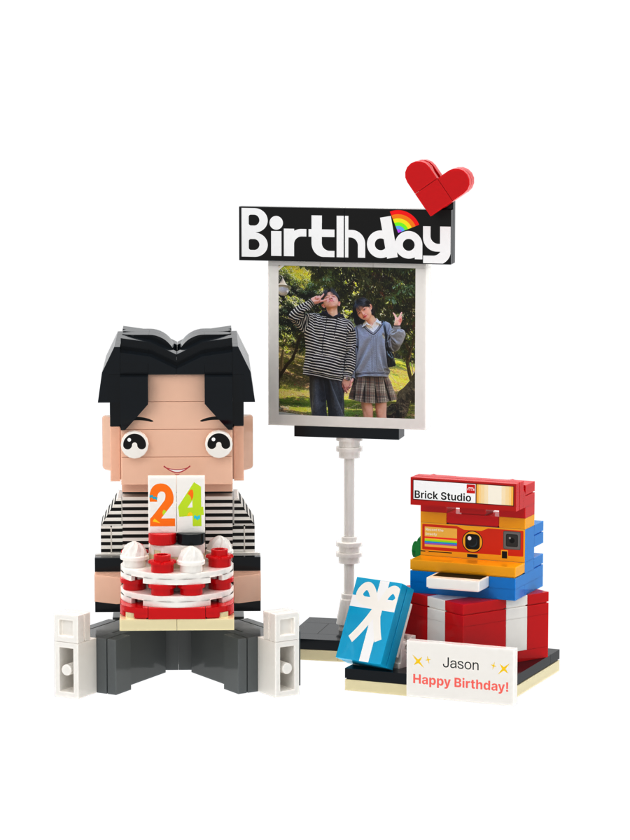 Custom Brirthday Brick Figures Personalized Sitting Brick Figures Small Particle Block Toy