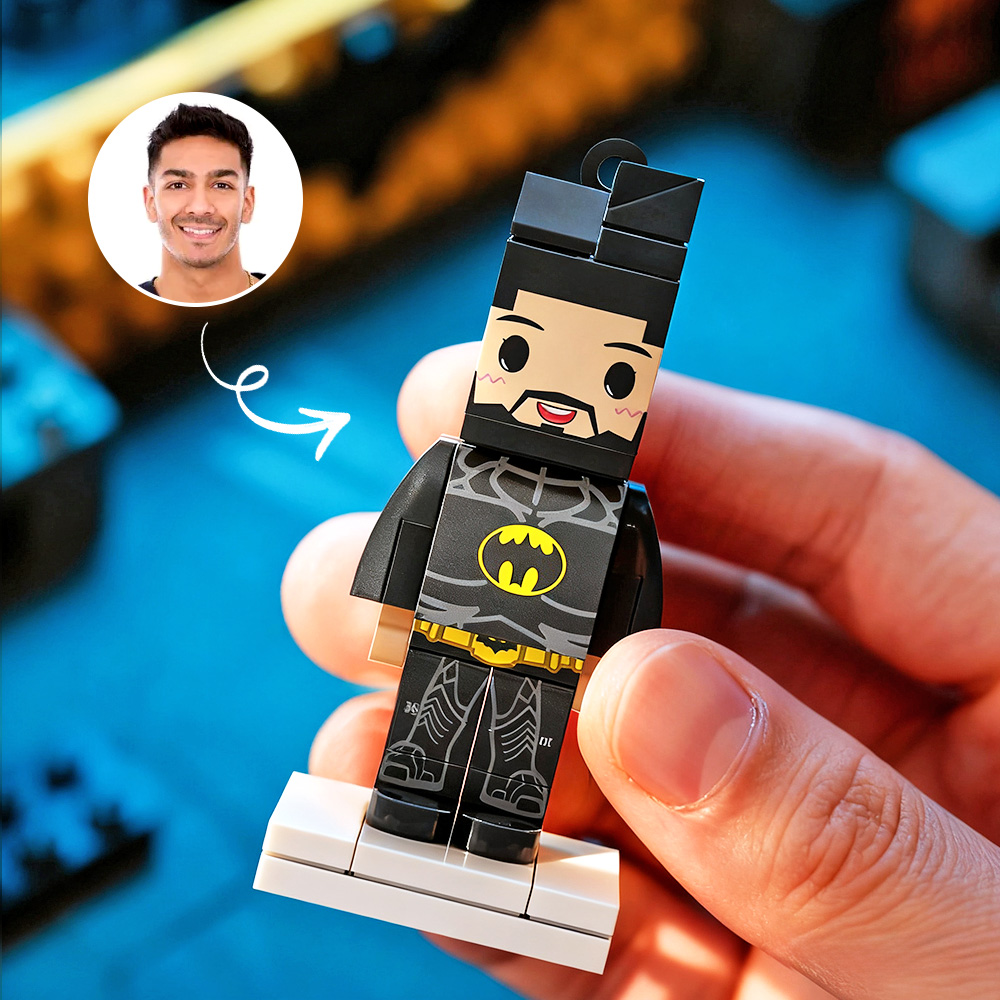 Customized Head Brick Figure Superhero Personalized Mini Brick Figures Small Particle Block Keychain Bag Charm