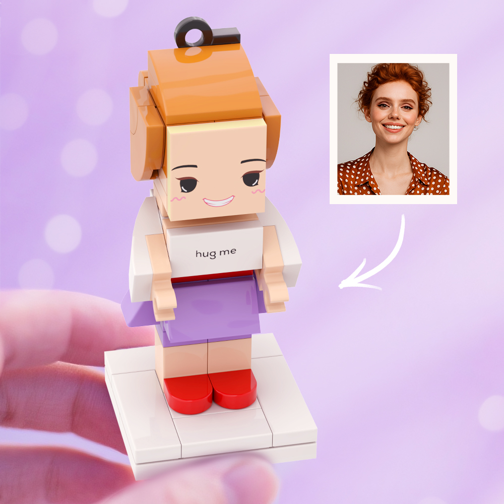 Personalized Head Brick Figure Hug Me Custom Mini Brick Figures Small Particle Block Keychain