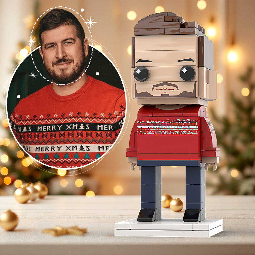 Custom Head Brick Figures Classic X-mas Sweater Personalized Interlocking Plastic Toy Christmas Gift For Men