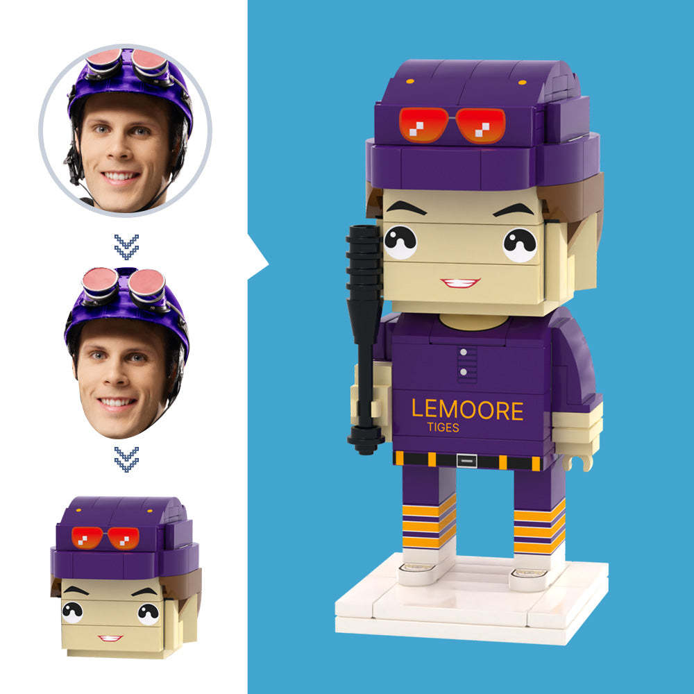 Customized Head Baseball Players Figures Small Particle Block Toy Customizable Brick Art Gifts