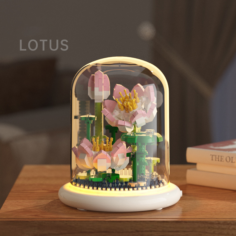 Flower Bouquets Building Sets,Mini Bricks Building Kit,DIY Building Blocks with Dust Cover Gift for Mum