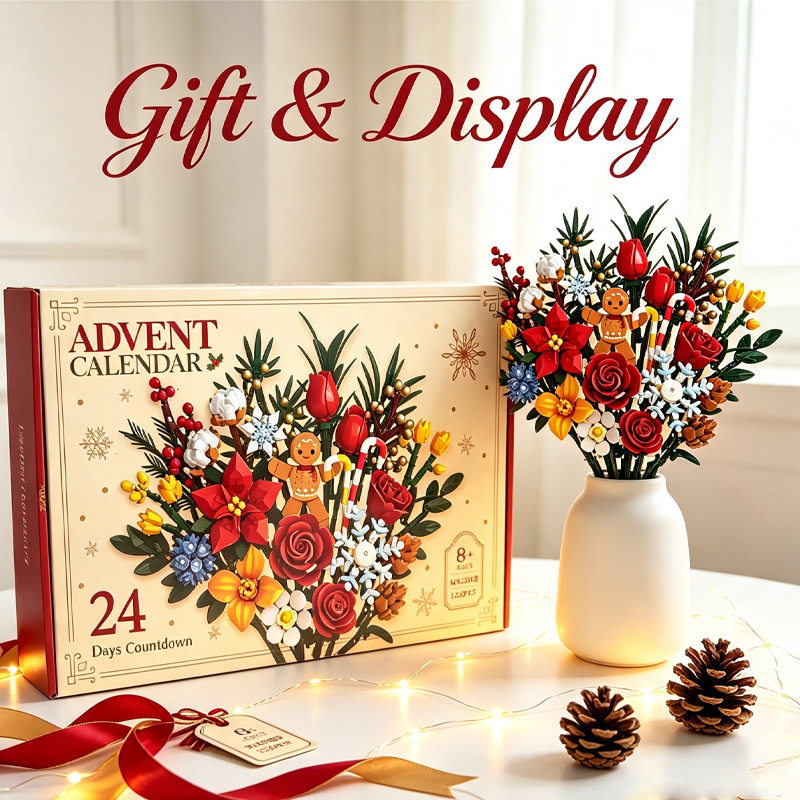 Christmas Countdown Building Block Blind Box Flower Bouquet