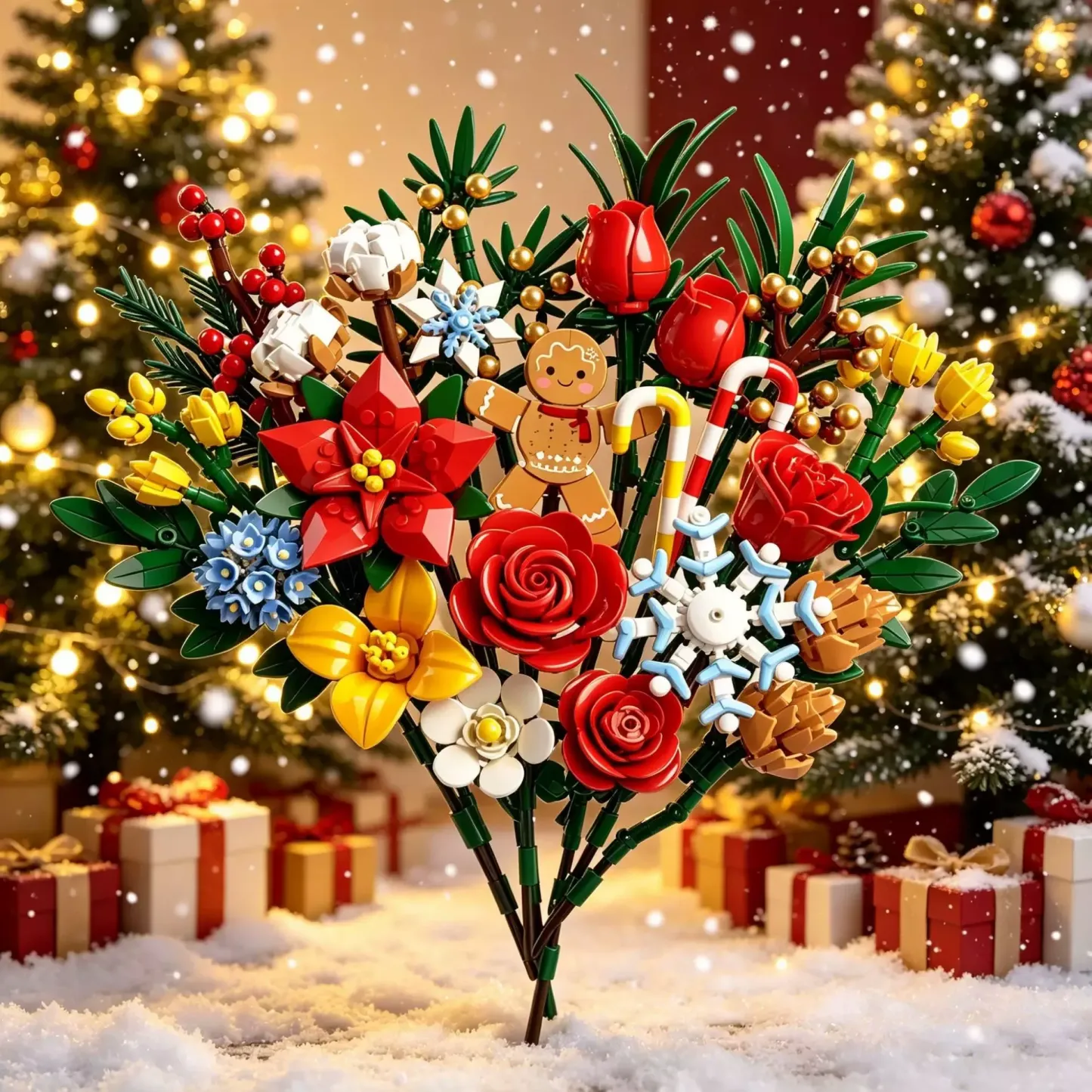 Christmas Countdown Building Block Blind Box Flower Bouquet