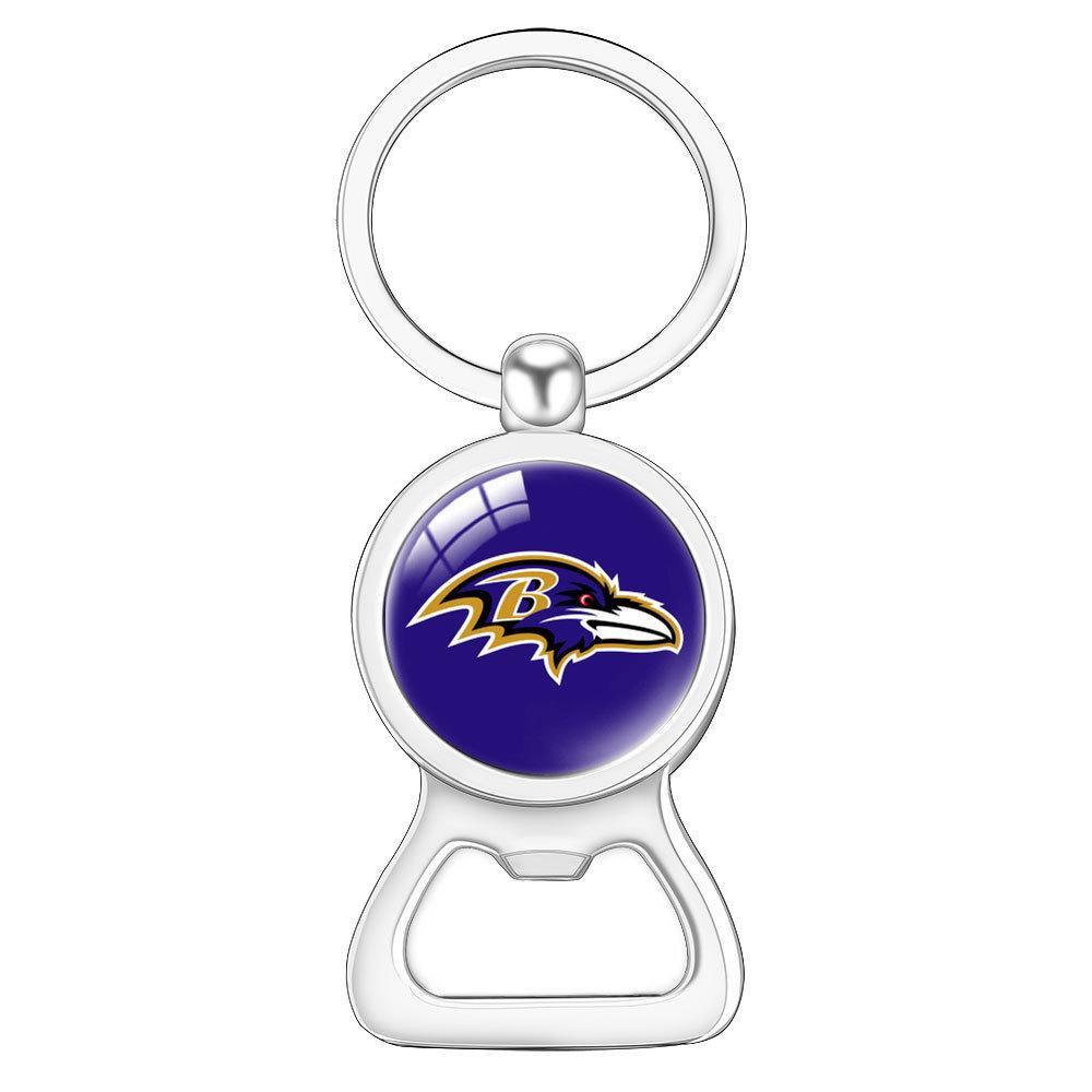 Metal Bottle Opener Keychain with Team Logo Design – Perfect Gift for NFL Fans on Super Bowl Sunday or Birthday - 