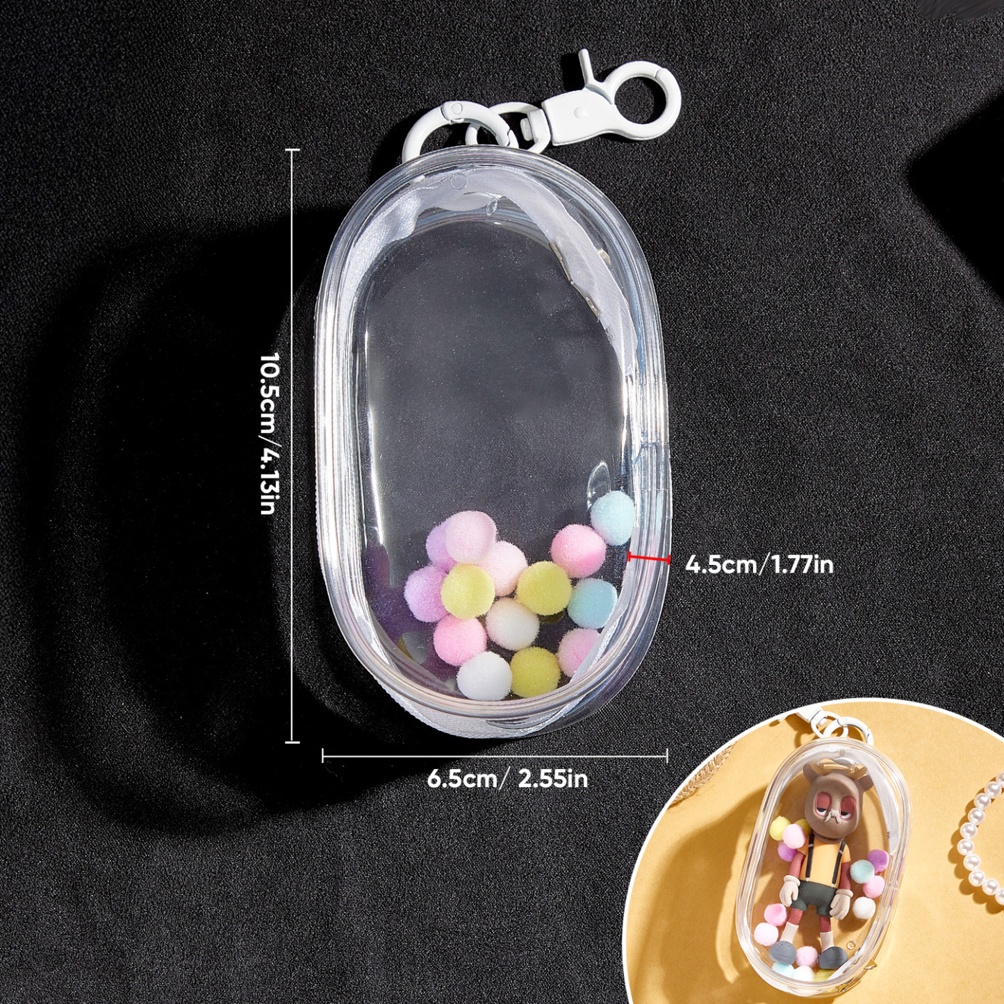 (Fits 8cm Figures) Keychain Display Bag White -