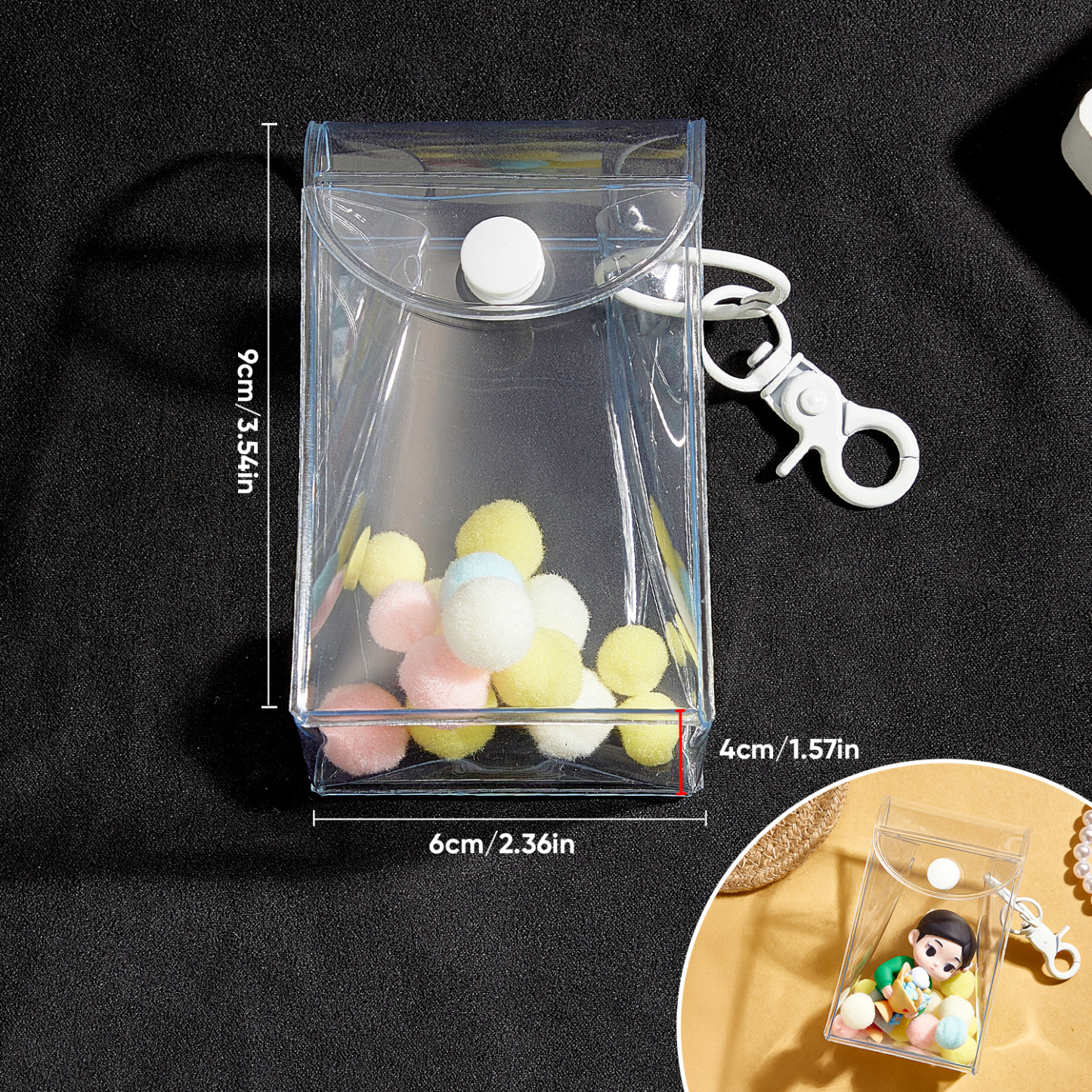 (Fits 8cm Figures) PVC Keychain Display Pouch Style B - 