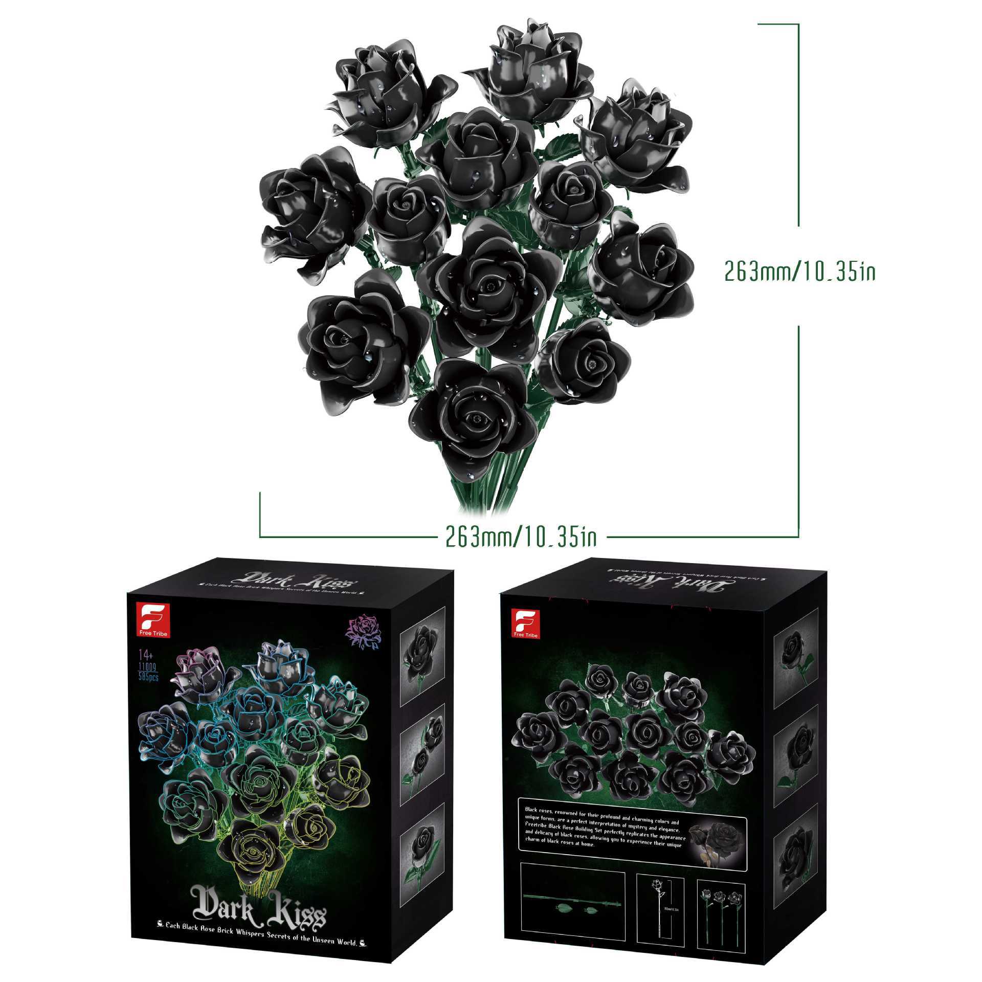 Black Rose Bouquet Building Blocks, Blue Enchantress Eternal