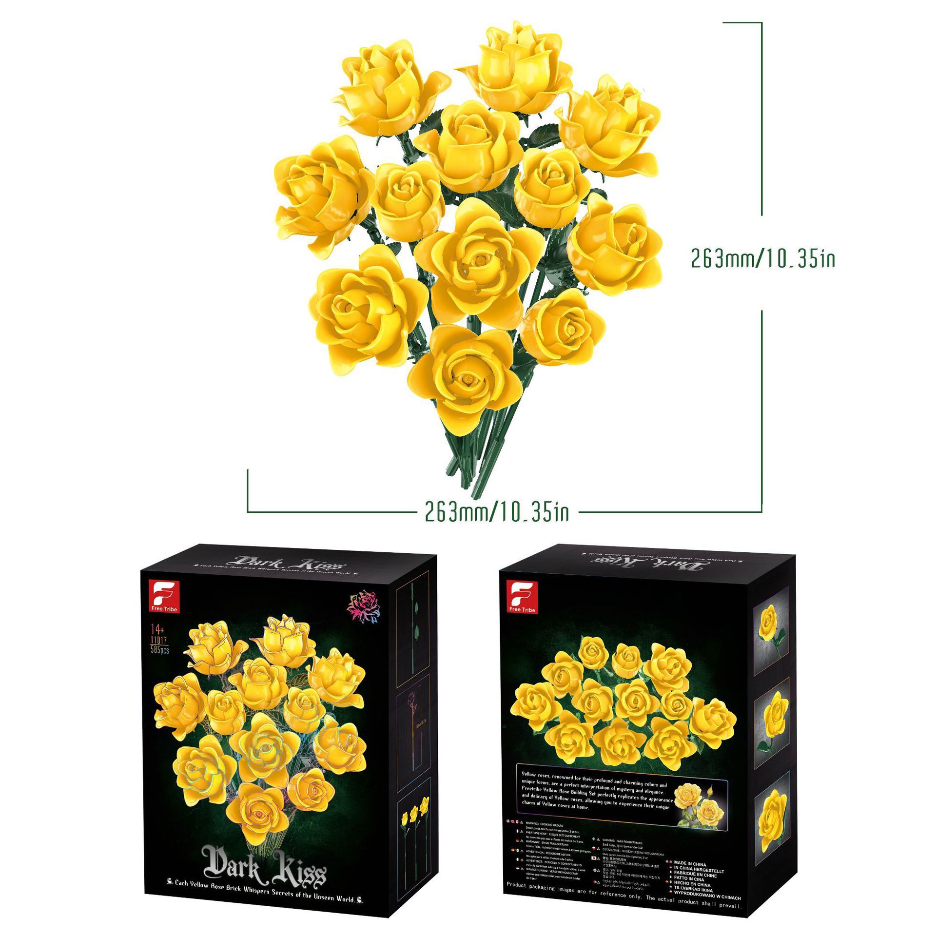 Black Rose Bouquet Building Blocks, Blue Enchantress Eternal Flower Toy Christmas Gift