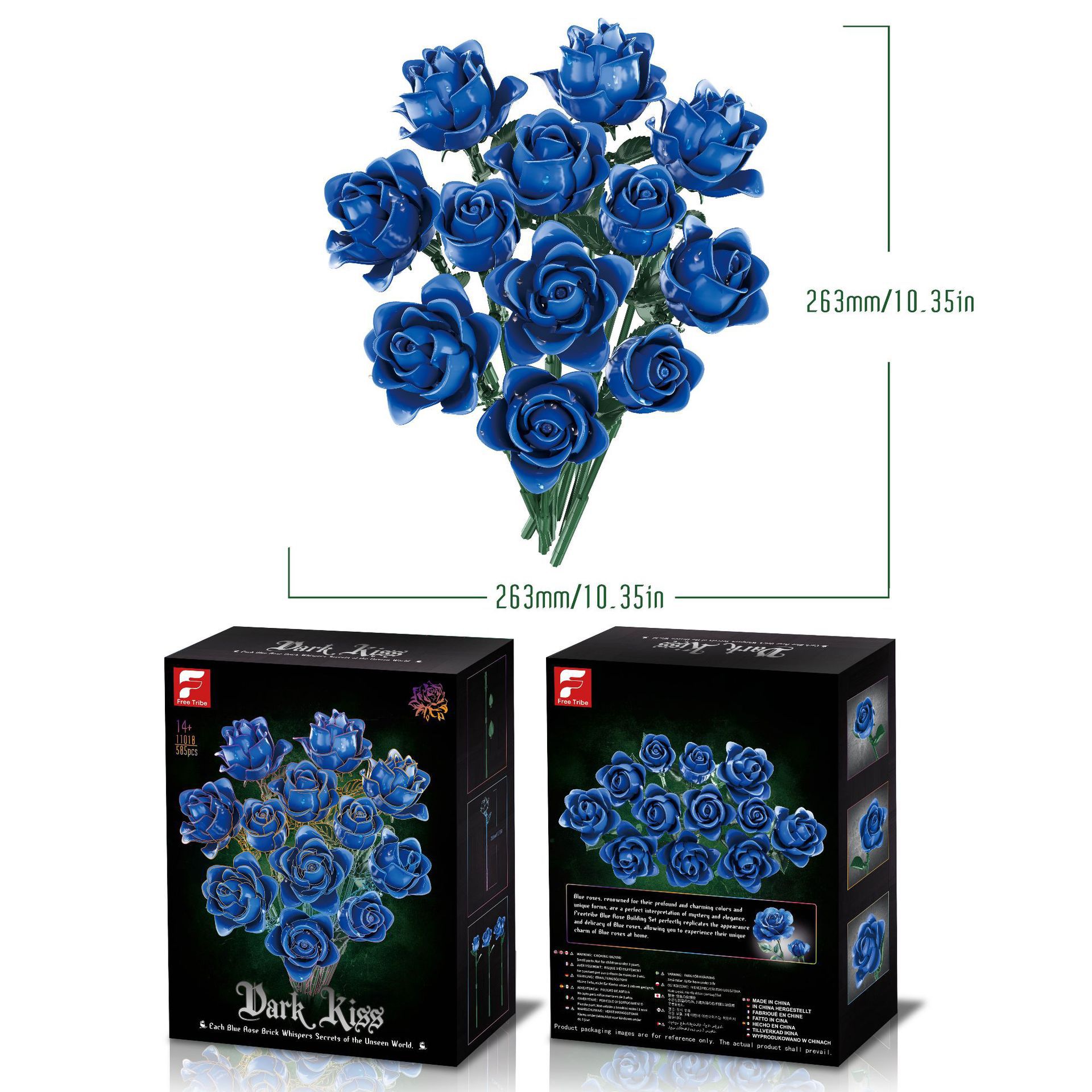 Black Rose Bouquet Building Blocks, Blue Enchantress Eternal