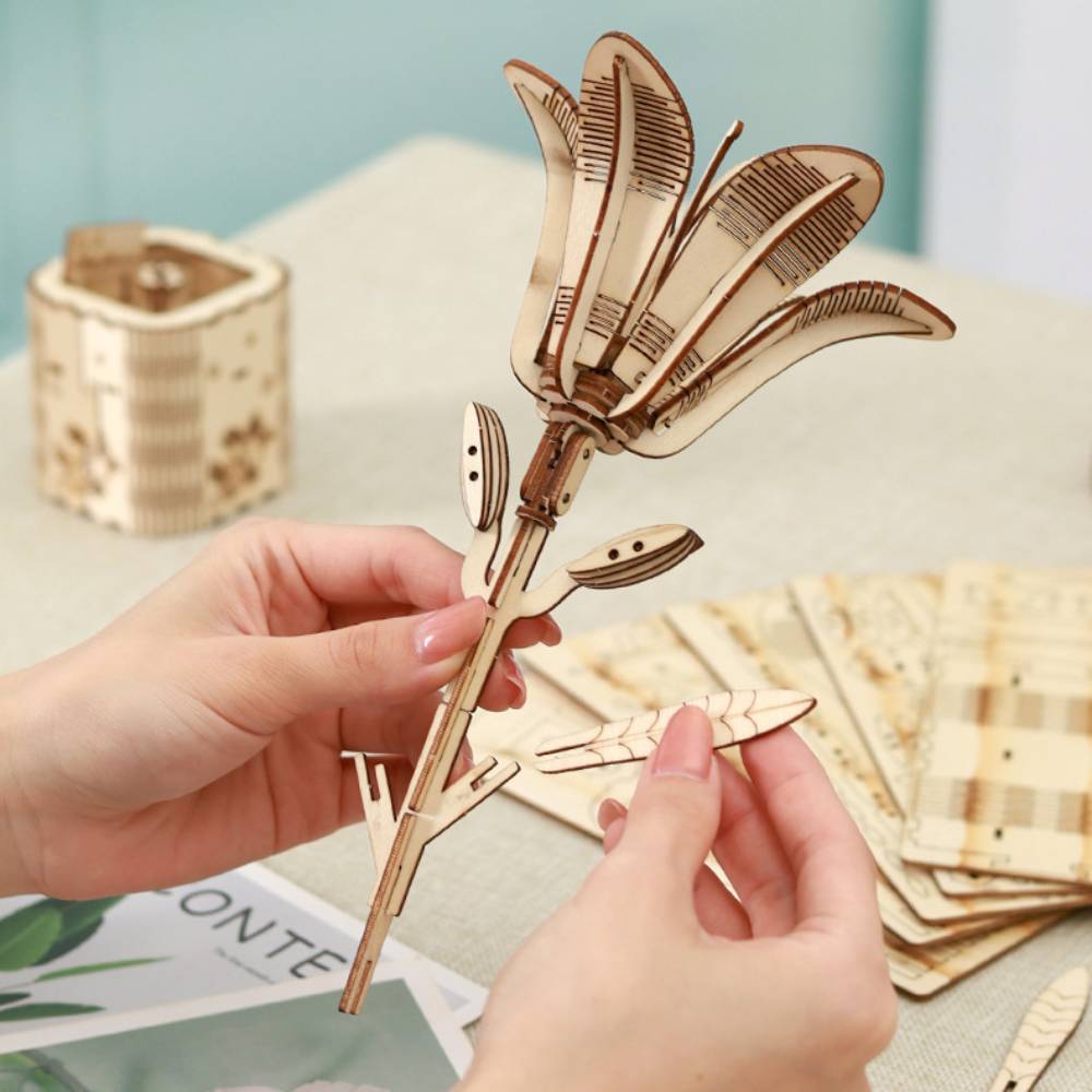DIY Wooden Flower Puzzle 3D Puzzle Mother's Day Gifts for Mum -