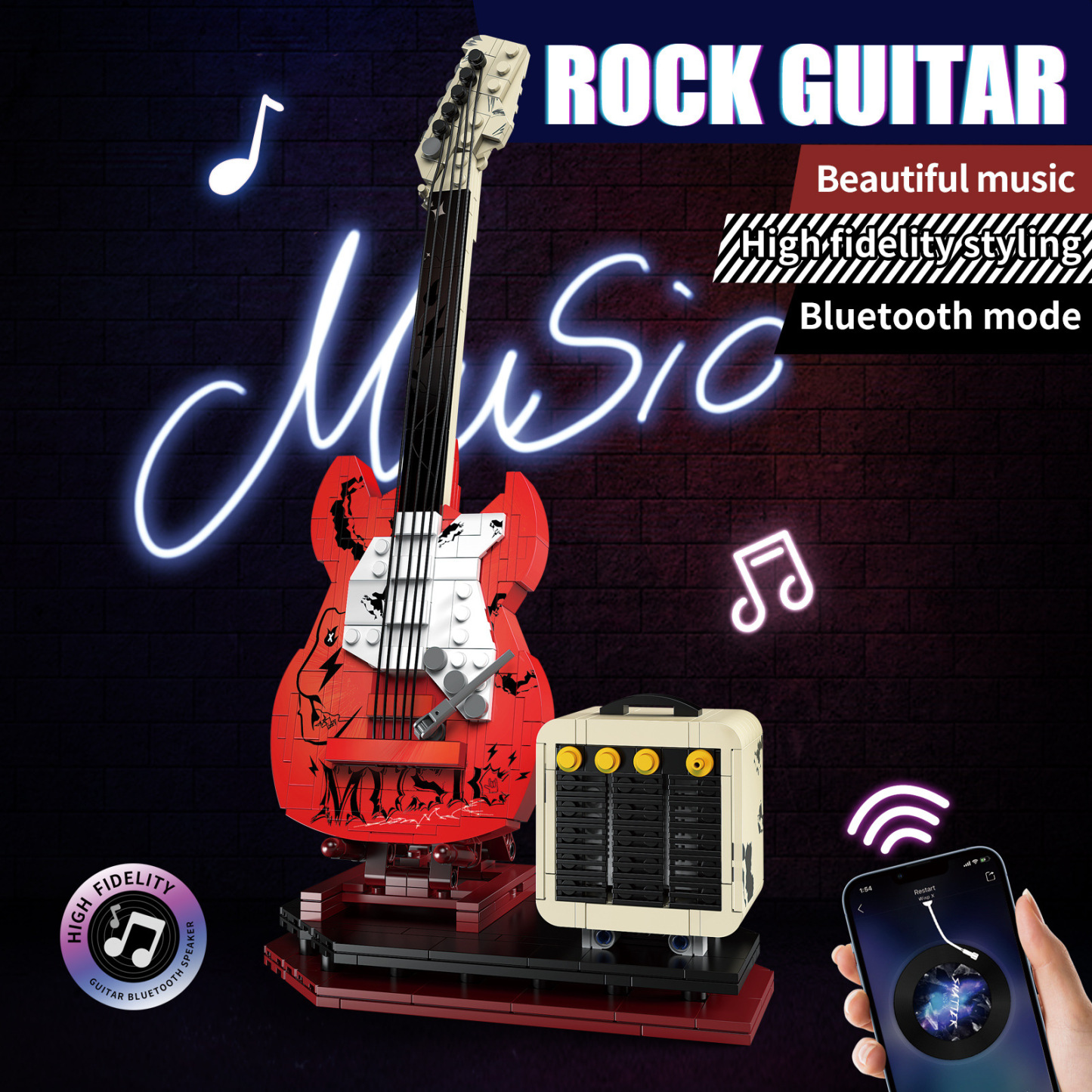 Bluetooth Brick Rock Guitar Speaker Brick Music Toy For Him Gift For Music Lovers