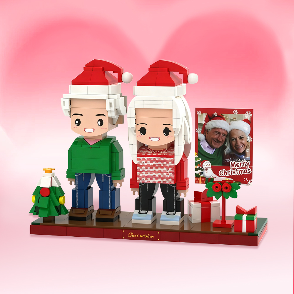 Personalized Cute Christmas Full Body Customizable 2 People Brick Figures Photo Frame Custom Brick Figures