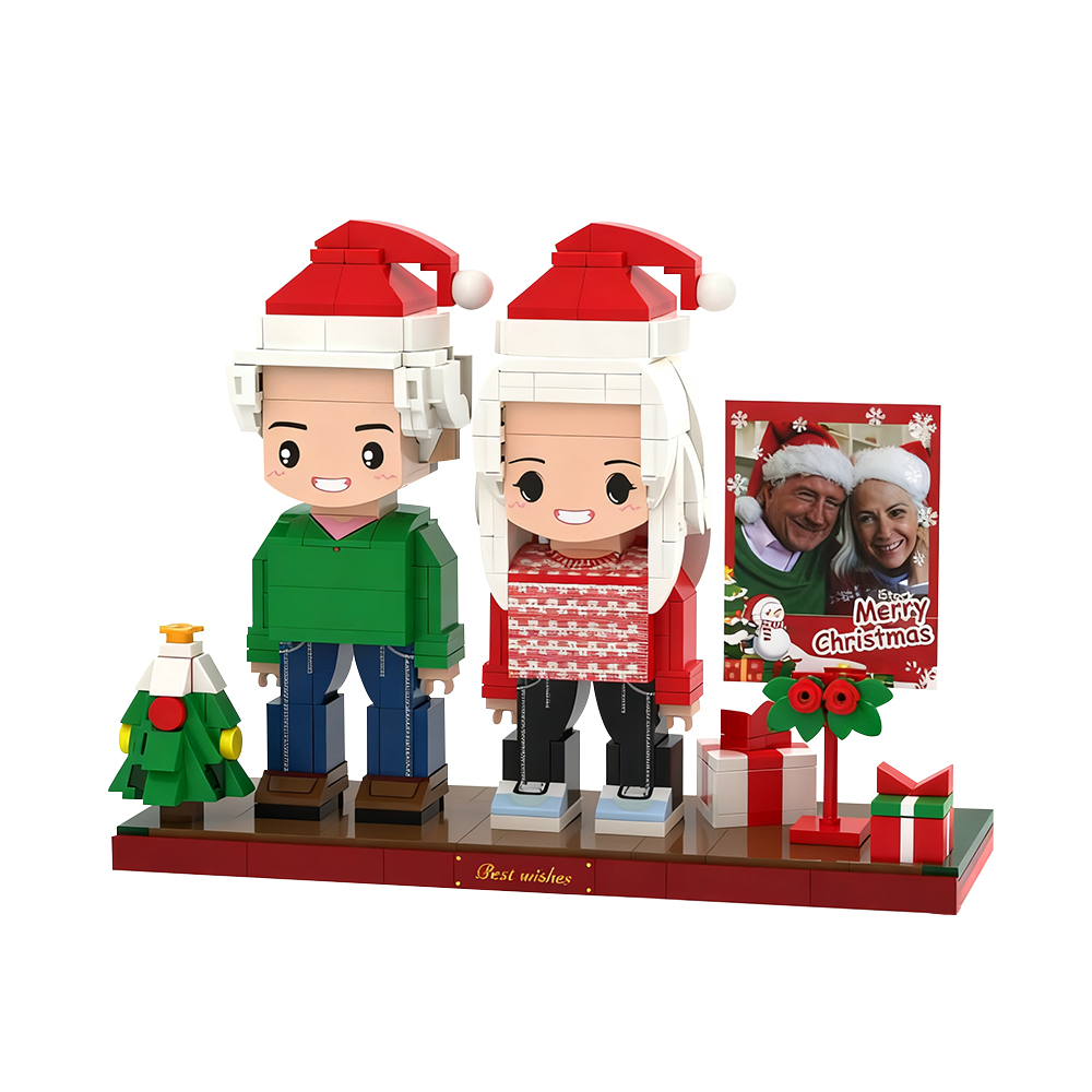 Personalized Cute Christmas Full Body Customizable 2 People Brick Figures Photo Frame Custom Brick Figures