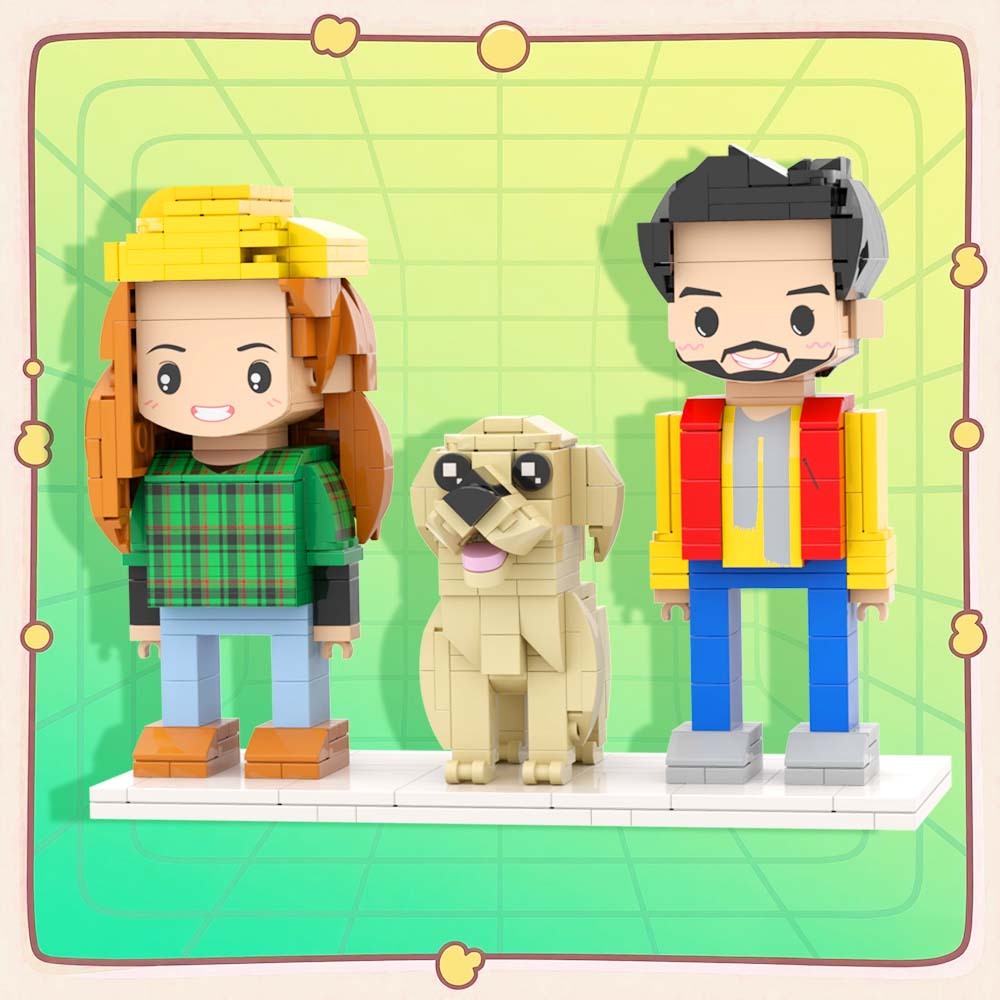 Customizable Full Body 2 People Brick Figures Persaonalized Brick Figures with  Pets Gift for Couple