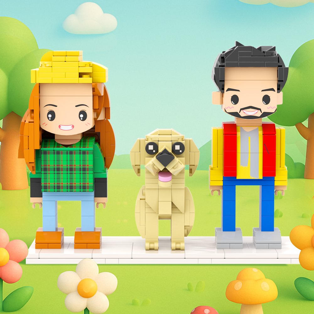 Customizable Full Body 2 People Brick Figures Persaonalized Brick Figures with  Pets Gift for Couple