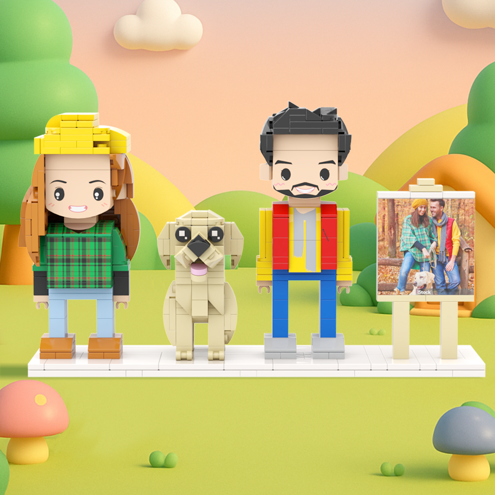 Customizable Full Body 2 People Brick Figures Persaonalized Brick Figures with  Pets Gift for Couple