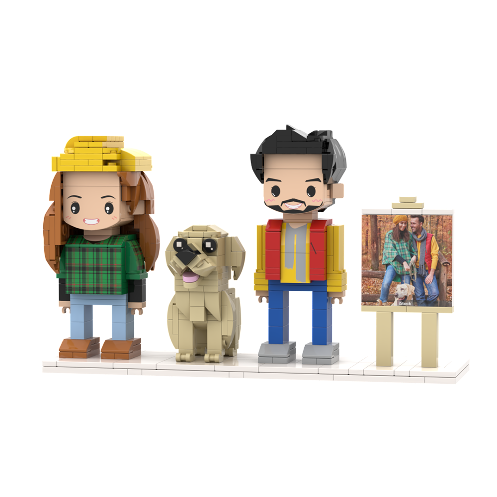 Customizable Full Body 2 People Brick Figures Persaonalized Brick Figures with  Pets Gift for Couple