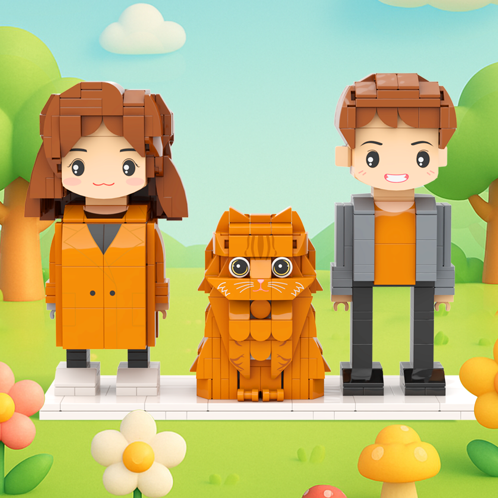 Customizable Full Body 2 People Brick Figures Persaonalized Brick Figures with  Pets Gift for Couple