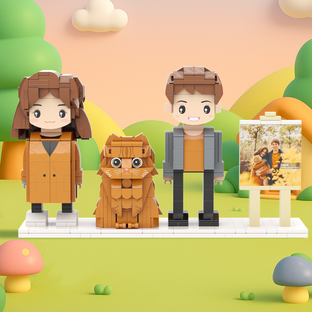 Customizable Full Body 2 People Brick Figures Persaonalized Brick Figures with  Pets Gift for Couple