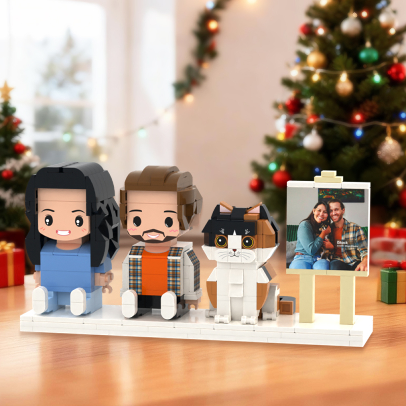 Personalized Full Body Couple Brick Figures Personalized Sitting