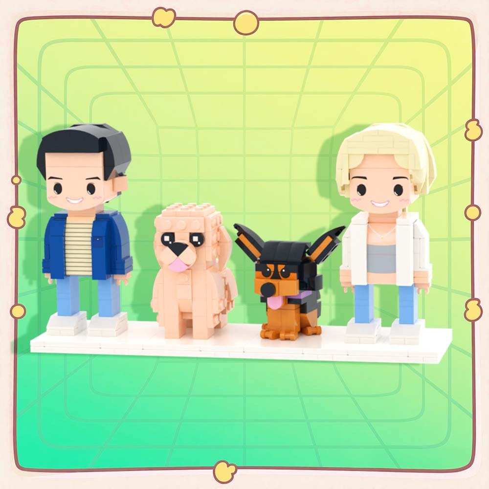 Customizable Full Body 2 People Brick Figures Persaonalized Brick Figures with  Pets Gift for Couple