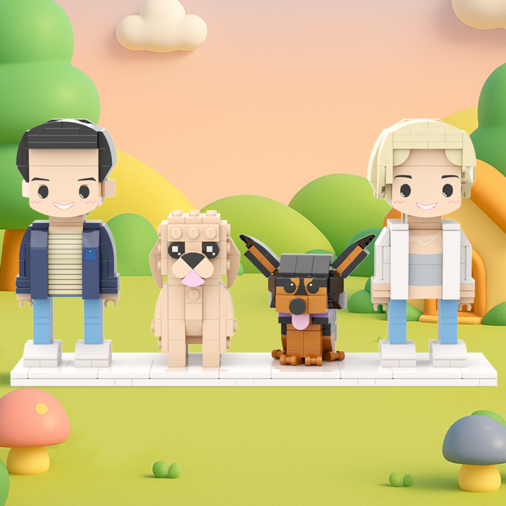 Customizable Full Body 2 People Brick Figures Persaonalized Brick Figures with  Pets Gift for Couple