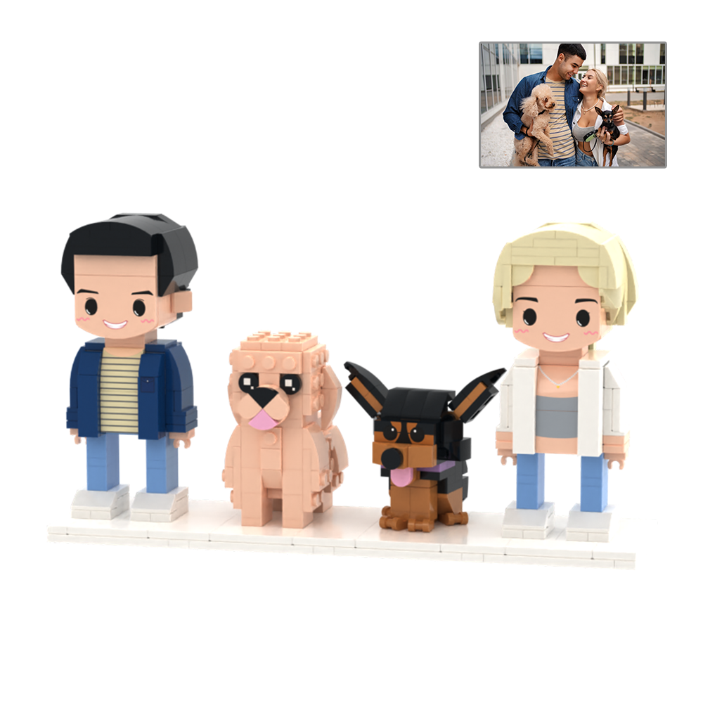 Customizable Full Body 2 People Brick Figures Persaonalized Brick Figures with  Pets Gift for Couple