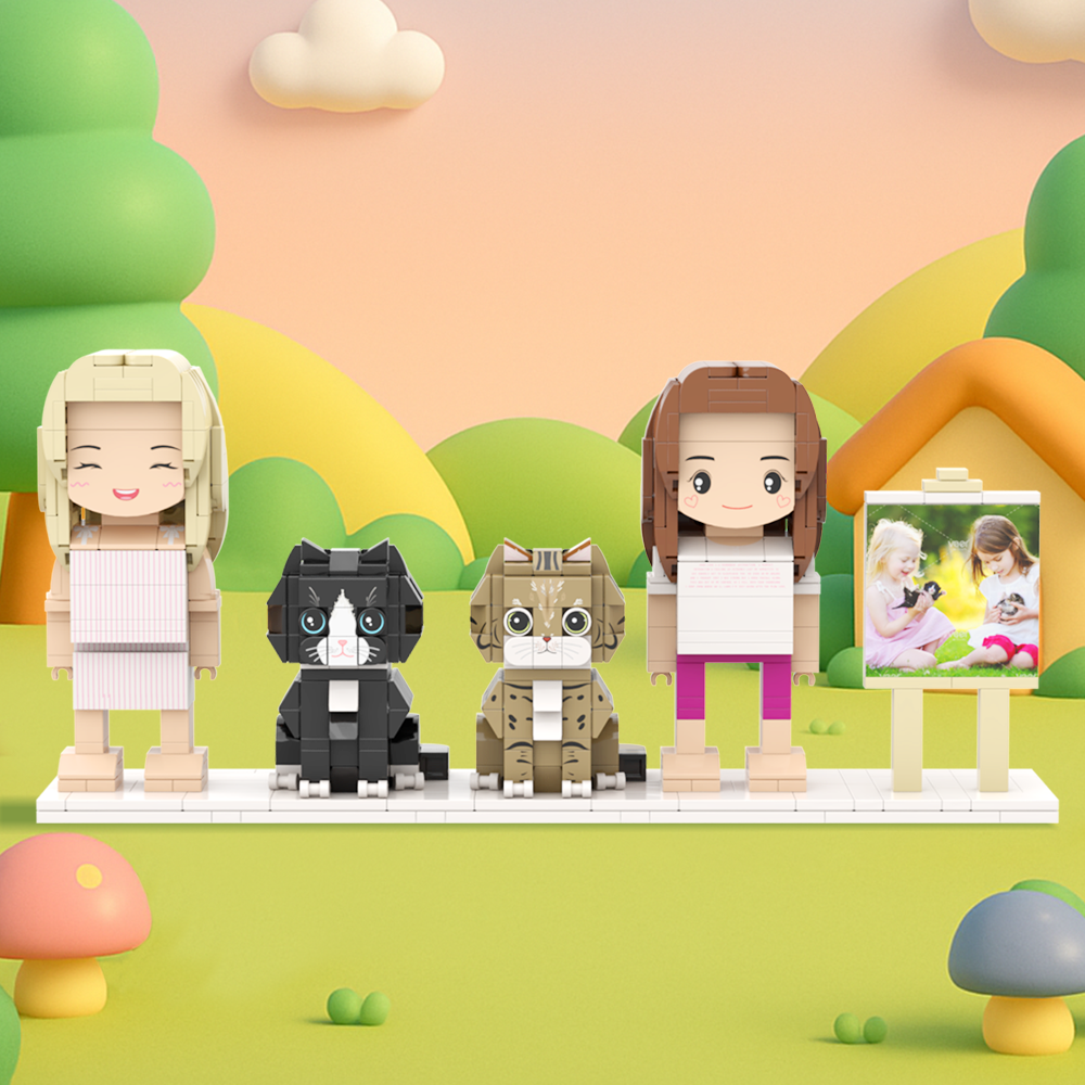 Customizable Full Body 2 People Brick Figures Persaonalized Brick Figures with  Pets Gift for Couple