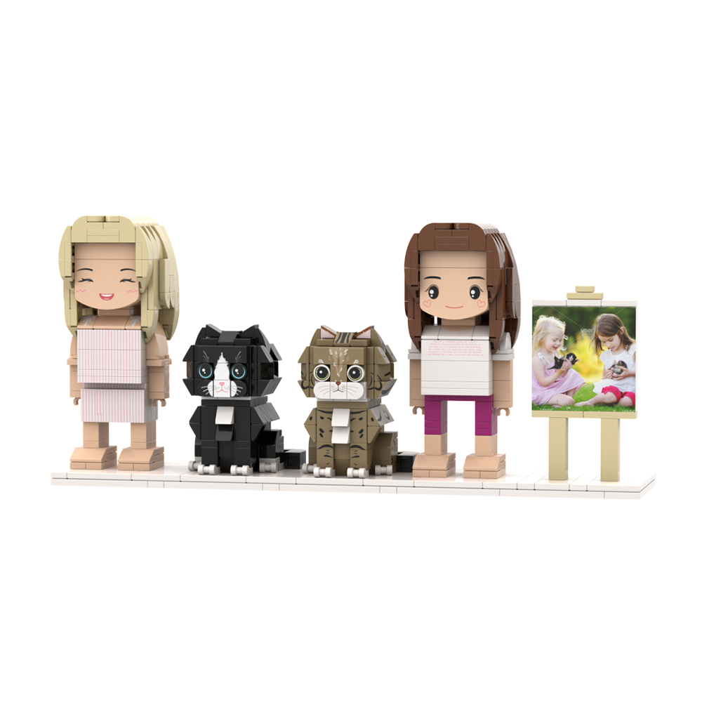 Customizable Full Body 2 People Brick Figures Persaonalized Brick Figures with  Pets Gift for Couple