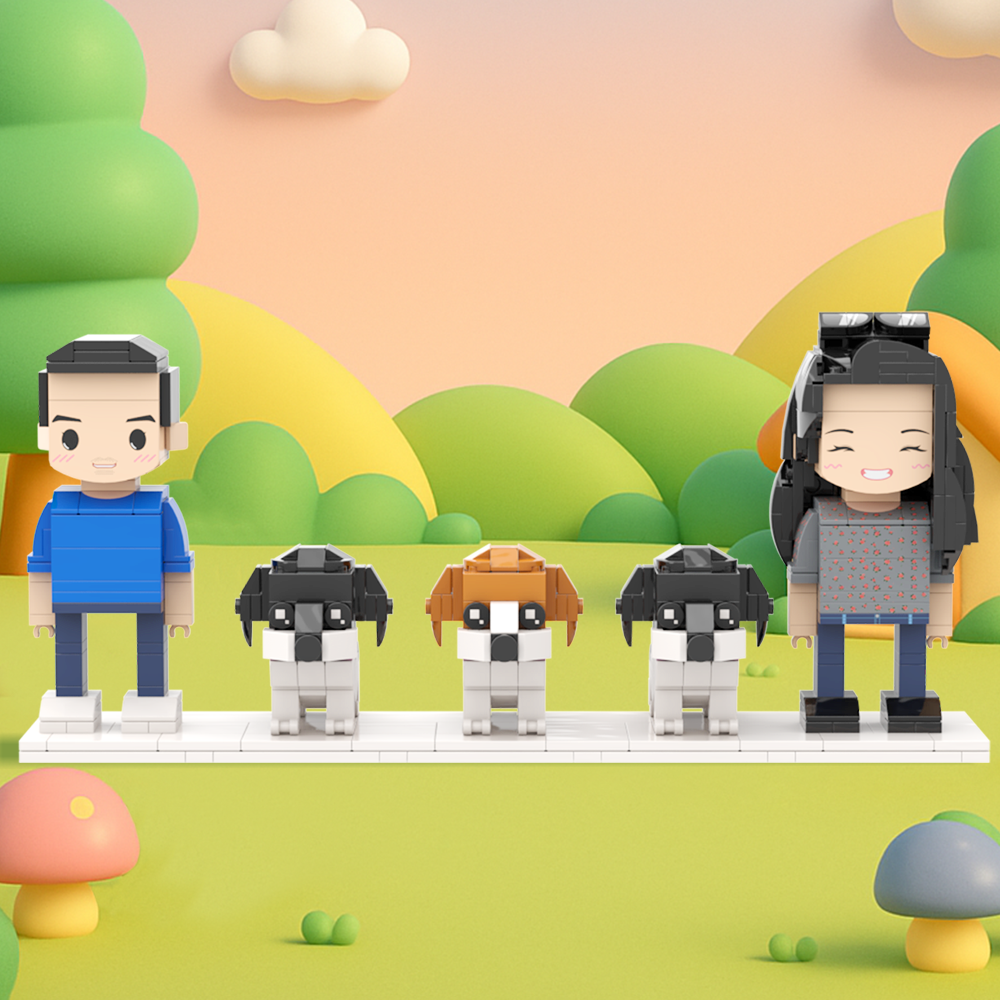 Customizable Full Body 2 People Brick Figures Persaonalized Brick Figures with  Pets Gift for Couple